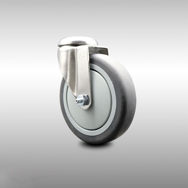 5 Inch 316SS Thermoplastic Rubber Wheel Swivel Bolt Hole Caster